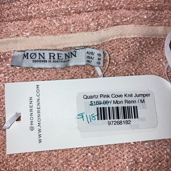 NWT Mon Renn Quartz Pink Cove Knit Jumper Oversized Wrap Sweater Size M - Picture 15 of 16